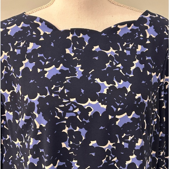 Talbots Crepe Blue and White Floral Shift Dress - Picture 4 of 12